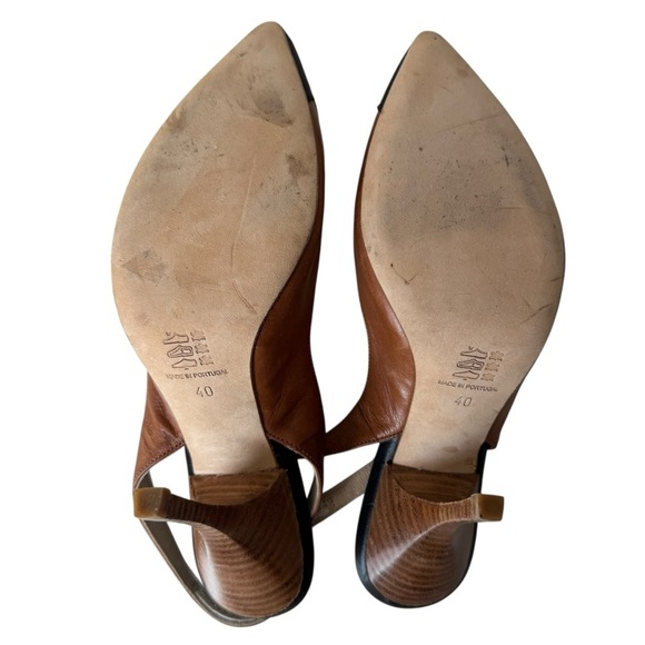 Emerson Fry Leather Colourblock Pattern Slingback Pump Brown Black Size 40 - Picture 8 of 11